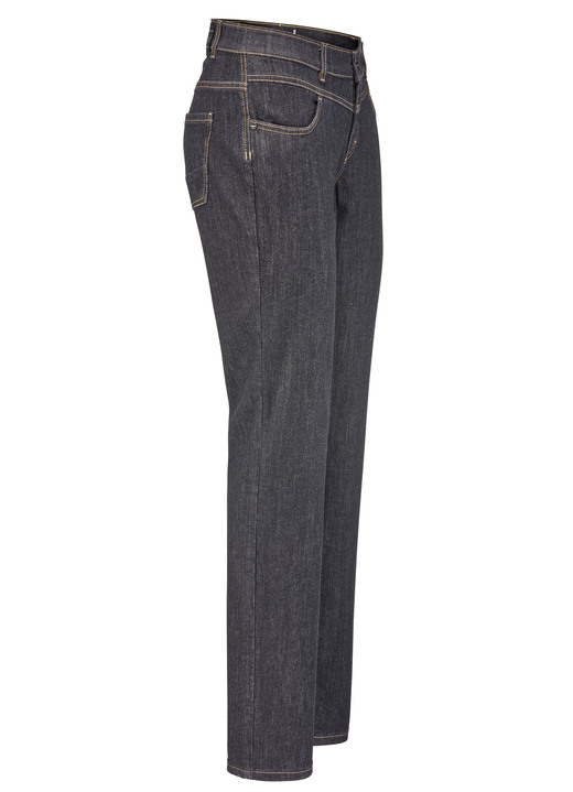 Broek met knoop- en ritssluiting - Magic jeans met figuurcorrigerend jeanszadel, in Größe 017 bis 052, in Farbe SCHWARZ Ansicht 1