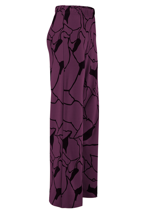 Broeken met elastische band - Broek met comfortabele breedte, in Größe 018 bis 052, in Farbe AUBERGINE-ZWART Ansicht 1
