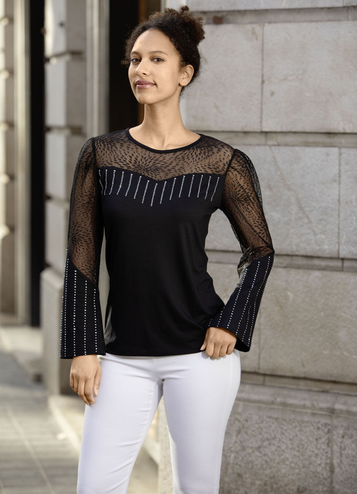 Blouses & tunieken - Overhemdtuniek met klinknageldecoratie Blouses & tunieken - Overhemdtuniek met klinknageldecoratie, in Größe 036 bis 052, in Farbe SCHWARZ