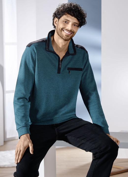 Sweatshirts - Troyer met borstzak, in Größe 046 bis 062, in Farbe BENZINEMOTIEF Ansicht 1