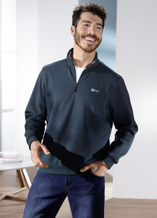 Sweatshirts - Trui van “Milano Italy”, in Größe 3XL (64/66) bis XXL (60/62), in Farbe PETROL MELIERT Ansicht 1
