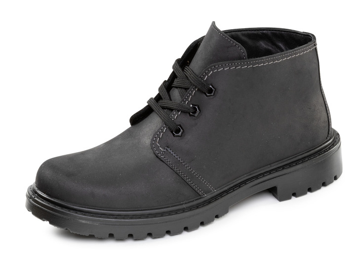 Laarsjes - GINO GALANTE, gevoerde herenlaarzen, winterschoenen, breedte H, met lamsvacht, in Größe 040 bis 047, in Farbe SCHWARZ Ansicht 1