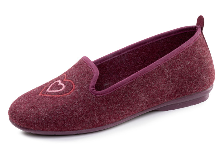 Huisschoenen - Laurina, klassieke damespantoffels, met uitneembaar voetbed, in Größe 036 bis 042, in Farbe BORDEAUX Ansicht 1