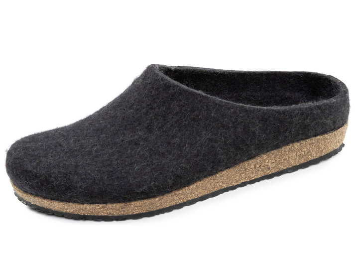 Huisschoenen - Elegante damespantoffels, breedte G, gemaakt van scheerwol, naadloos met de hand gevilt, in Größe 036 bis 042, in Farbe GRAFIET Ansicht 1