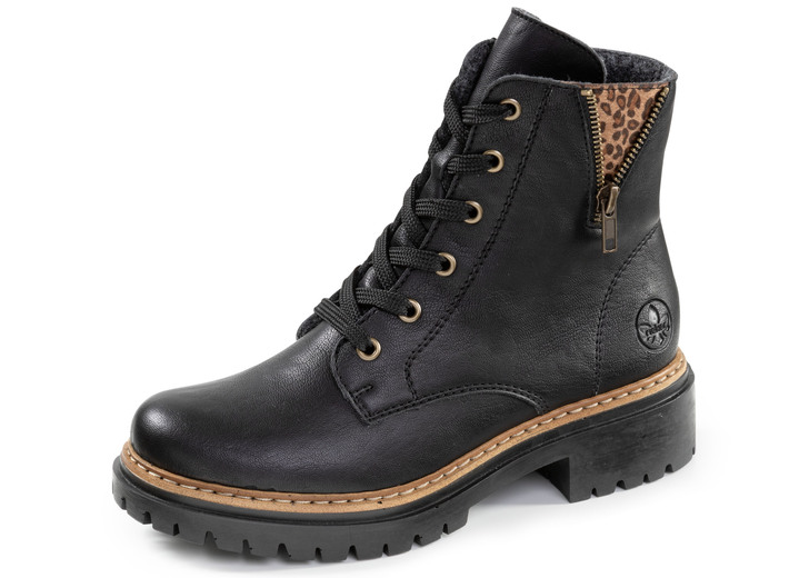 Laarzen & laarsjes - Rieker, trendy dames enkellaarsjes, winterschoenen, met rits, in Größe 036 bis 042, in Farbe SCHWARZ-BRAUN Ansicht 1