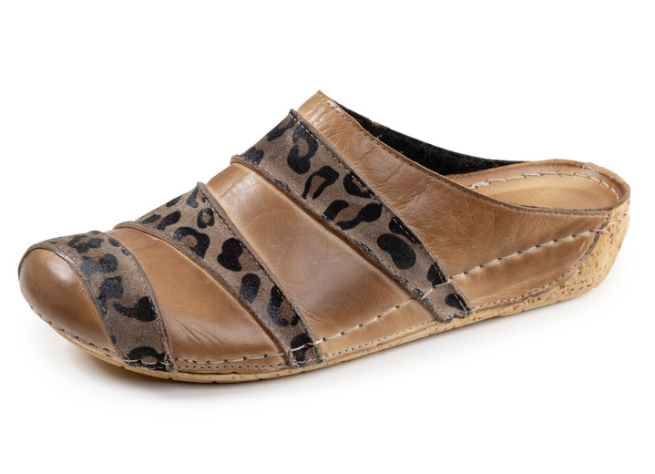Sandalen & slippers - Gemini, trendy damesklompen, breedte G, gemaakt van leer, in Größe 036 bis 042, in Farbe BRAUN Ansicht 1