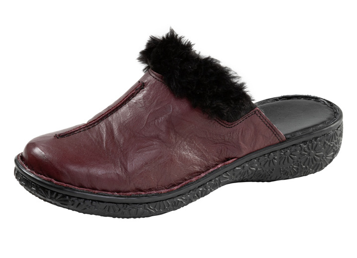Sandalen & slippers - ELENA EDEN, klassieke damesklompen, breedte G, met pluche, in Größe 036 bis 042, in Farbe BURGUND Ansicht 1