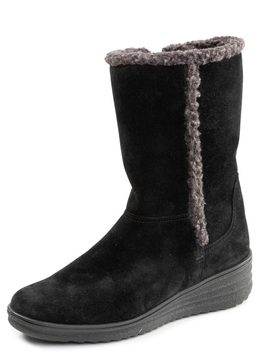 Laarzen & laarsjes - ELENA EDEN, gevoerde dameslaarzen, winterschoenen, breedte H, met lamsvacht, in Größe 036 bis 042, in Farbe ZWART-GRIJS Ansicht 1