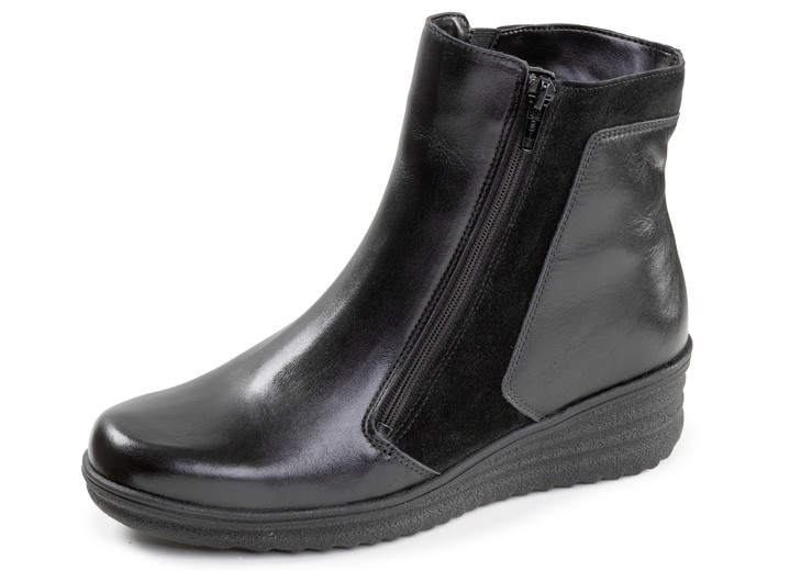 Laarzen & laarsjes - ELENA EDEN, gevoerde dames enkellaarsjes, winterschoenen, breedte H, met lamsvacht, in Größe 036 bis 042, in Farbe SCHWARZ Ansicht 1