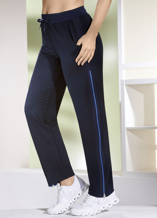 Vrijetijds pantalons - Casual broek met rits, in Größe 019 bis 052, in Farbe ANTRACIET MOTIEF-ZWART Ansicht 1