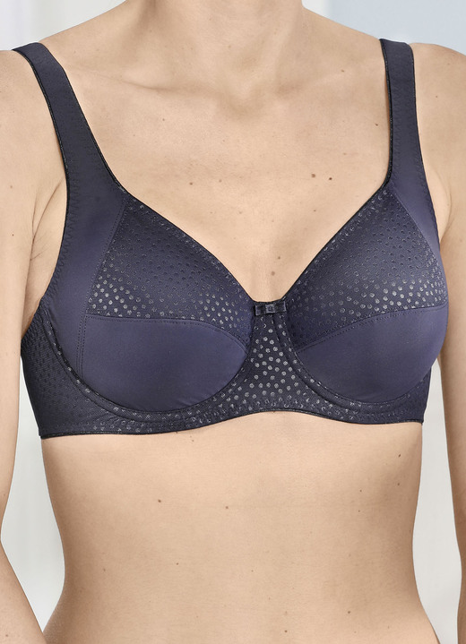 Beugel-BH - Beugelbeha met mooi jacquardmotief, in Größe 075 bis 105, in Cup D, in Farbe MARINE Ansicht 1