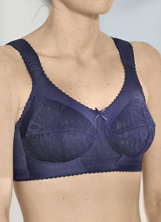 BH zonder beugel - BH met gevoerde elastische kant, in Größe 080 bis 110, in Cup B, in Farbe MARINE Ansicht 1