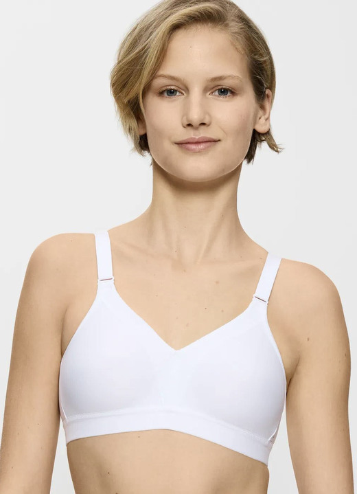 BH zonder beugel - Triumph Triaction Wellness sportbeha voor licht dragen, in Größe 075 bis 095, in Cup C, in Farbe WEISS Ansicht 1
