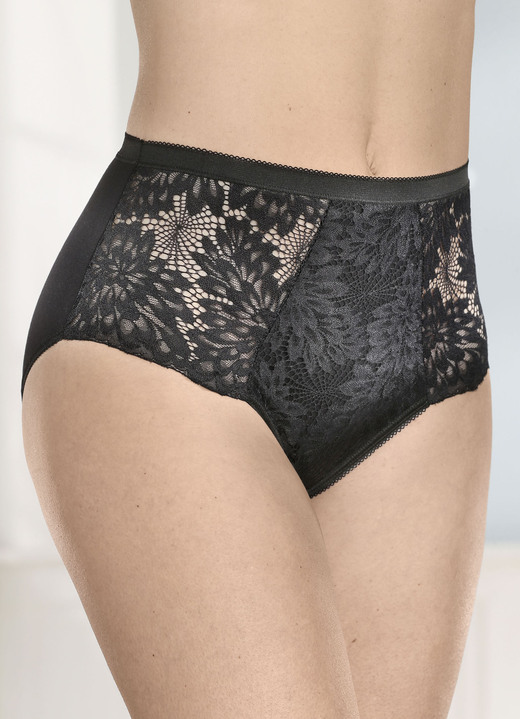 Slips - Laurina vierpack slips met elastische kant, in Größe 038 bis 050, in Farbe 2X SCHWARZ, 2X WEISS Ansicht 1