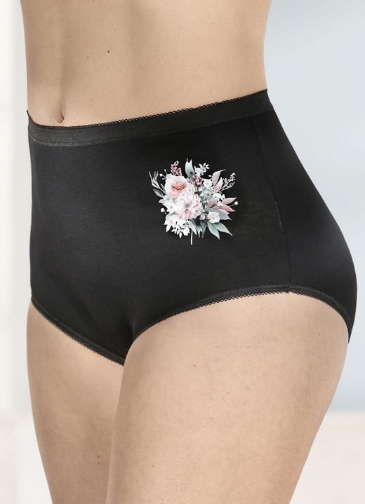 Slips - brio lingerie vierpack slips met bloemenmotief, in Größe 038 bis 058, in Farbe ZWART Ansicht 1