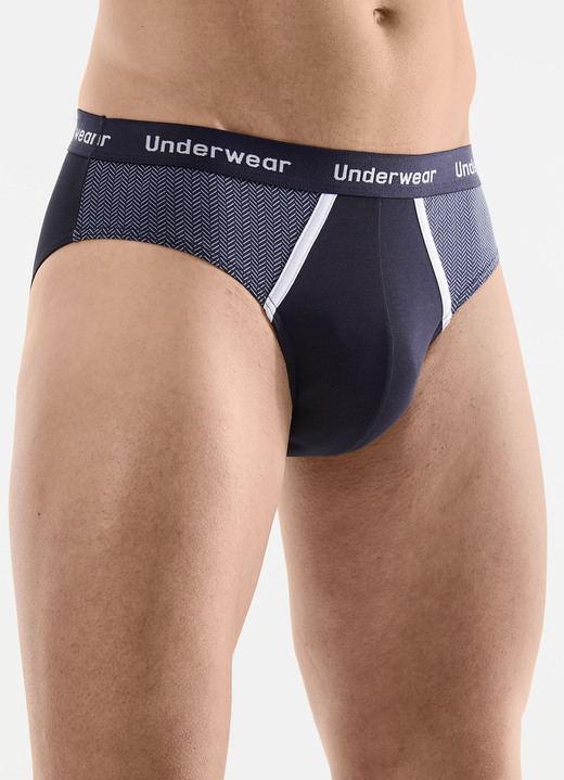 Slips & broeken - Drie-pack slips met bedrukte inzetstukken, in Größe 004 bis 010, in Farbe 2X NAVY, 1X SCHWARZ Ansicht 1