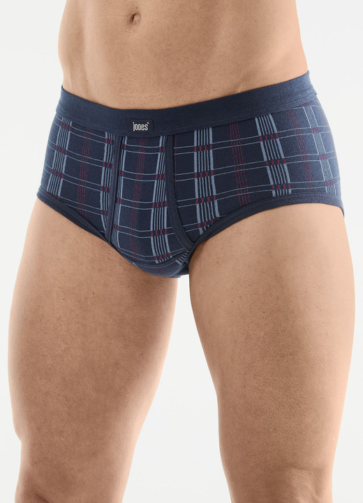 Slips & broeken - Verpakking met vijf fijne ribslips, in Größe 005 bis 014, in Farbe 3X MARINE-BUNT, 2X TAUBENBLAU-BUNT Ansicht 1