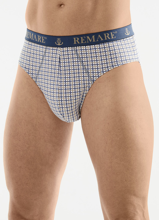 Slips & broeken - Verpakking van vijf slips met ruitjesmotief, in Größe 004 bis 010, in Farbe 3X WEISS-SAND-BLAU, 2X WEISS-SAND-SCHWARZ Ansicht 1