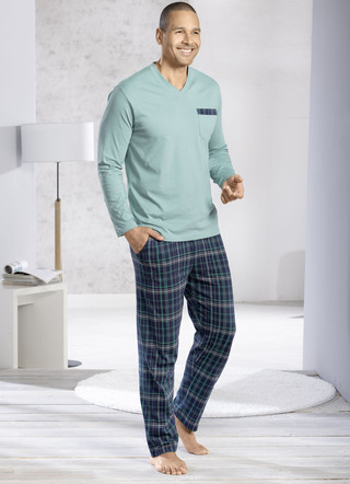 Comte pyjama met V-hals en open manchetten