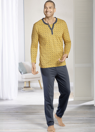 Pyjama met knoopsluiting en open manchetten