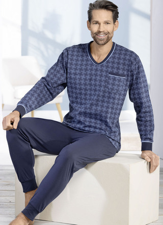 V-hals pyjama met manchetten