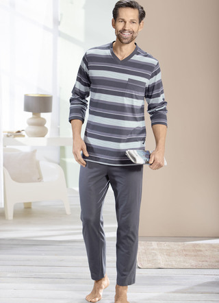 Twee-pack pyjama's met V-hals en open zomen