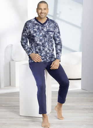 V-hals pyjama met open manchetten