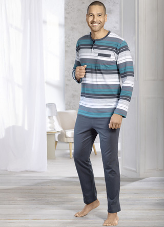 Pyjama met knoopsluiting en open manchetten