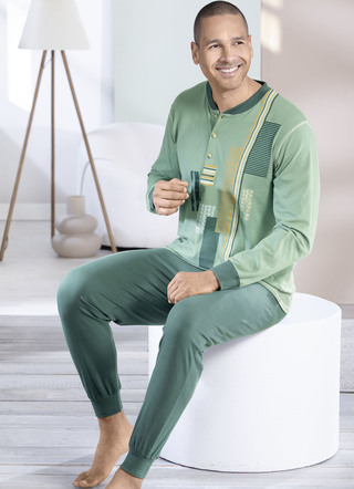 Pyjama met knoopsluiting en manchetten