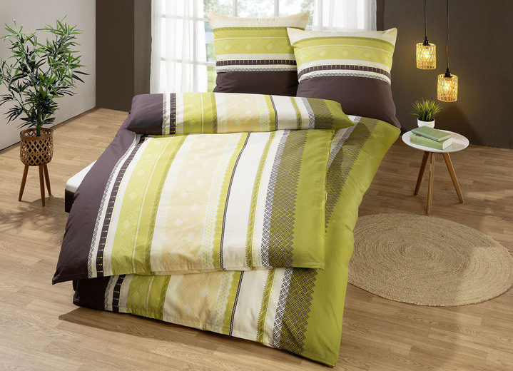 Beddengoed - ‘DOBNIG’ beddengoedset, in Größe 111(40/80 cm + 135/200 cm) bis 412 (voordeelset 2), in Farbe GROEN-YLLOW Ansicht 1