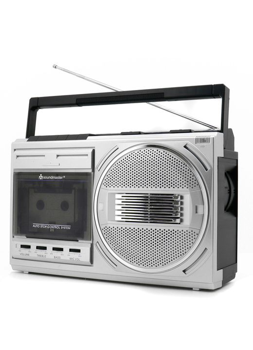 Nostalgische apparaten - Retro cassetterecorder, in Farbe SILBER-SCHWARZ Ansicht 1