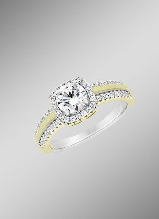 Damesring in bicolor design met synthetische zirkonia