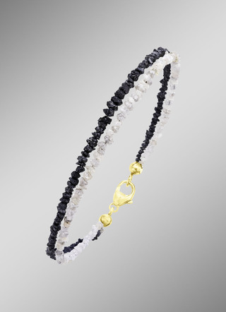 Verfijnde armband met ruwe diamanten in licht- en donkergrijs