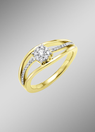Damesring met diamanten en briljant geslepen diamanten