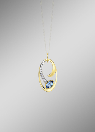 Hanger met blauwe topaas en zirkonia