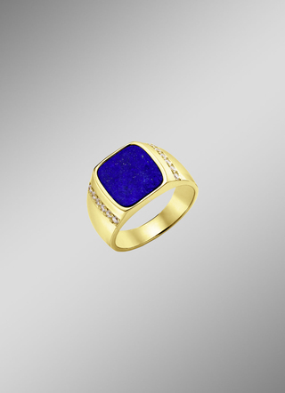 Herenring met lapis lazuli en zirkonia