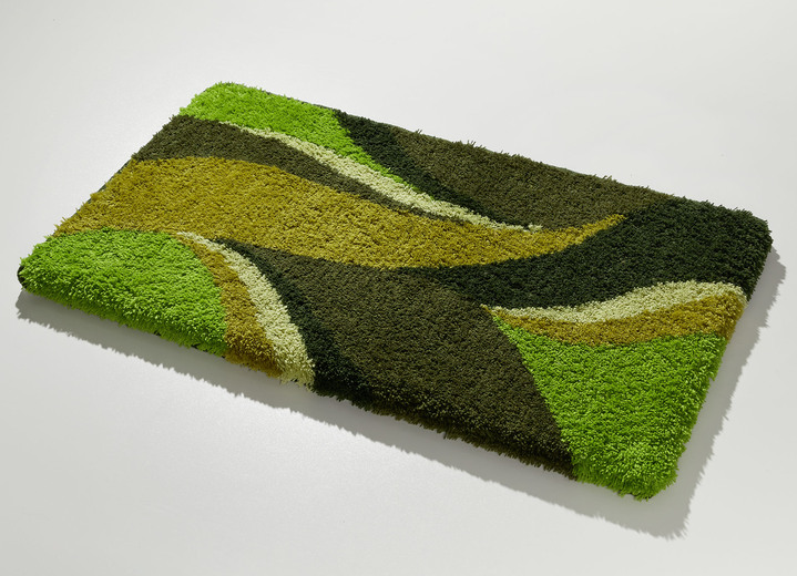 Badmatten - Badkamerset met antislip-gecoate achterkant, in Größe 100 (Matje, halfrond 50/80 cm) bis 112 (Toiletdekselafdekking 47/50 cm), in Farbe GRÜN Ansicht 1
