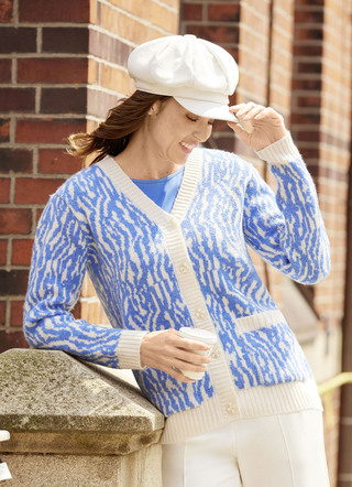 Cardigan in uitgebreid jacquarddesign
