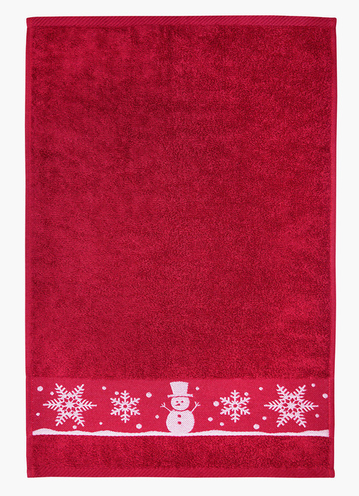Badstof handdoeken - Zachte badstofserie met jacquardrand, in Größe 200 (1 handdoek 50/100 cm) bis 204 (1 handdoek, 70/140 cm), in Farbe ROT Ansicht 1
