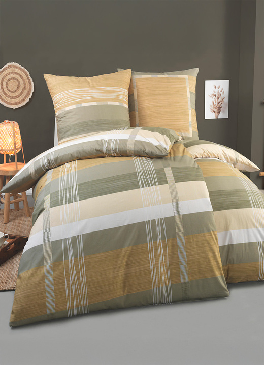Beddengoed - Beddengoedset in renforcé-kwaliteit, in Größe 111 (40/80 cm + 135/200 cm) bis 115 (80/80 cm + 155/220 cm), in Farbe KHAKI Ansicht 1