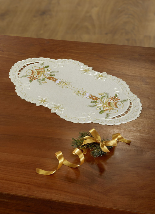 Woontextiel - Liefdevol geborduurde tafel- en kamerdecoratie, in Größe 130 (ovale kleedjes, 30/45 cm) bis Stervormig 160 cm., in Farbe MULTICOLOR Ansicht 1