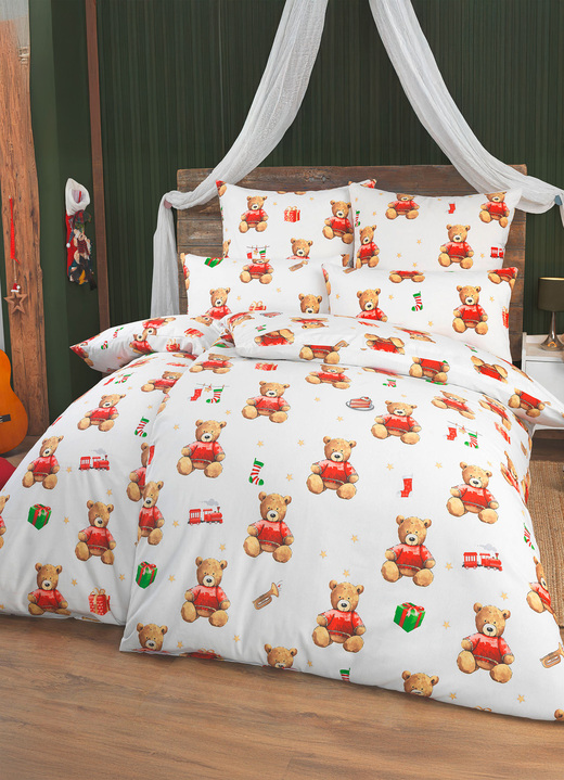 Beddengoed - Polykatoenen beddengoedset met rits, in Größe 111 (40/80 cm + 135/200 cm) bis 115 (80/80 cm + 155/220 cm), in Farbe MULTICOLOR