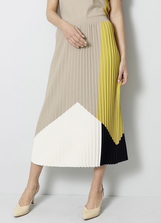 Multicolor - Rok met plooien, in Größe 019 bis 052, in Farbe BEIGE Ansicht 1