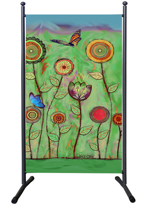 Zonwering - Scheidingswand met origineel bloemenmotief, in Farbe GRÜN Ansicht 1