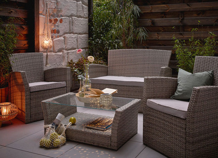 Tuinlounge, 4-delig met kussens