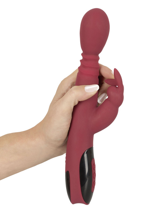Erotiek - Massageapparaat rabbitvibrator met warmtefunctie, in Farbe ROOD-ZWART Ansicht 1