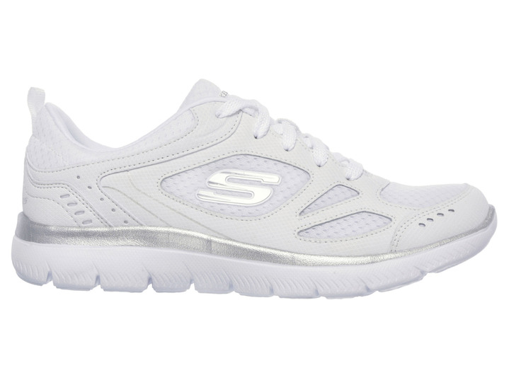 Instappers & veterschoenen - SKECHERS, sportieve damessneakers, met nappalederen afwerking, in Größe 036 bis 041, in Farbe WIT-ZILVER Ansicht 1