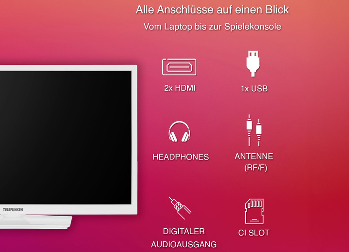 TV - Telefunken XH24O550M HD-Ready LED-tv, in Farbe WIT Ansicht 1