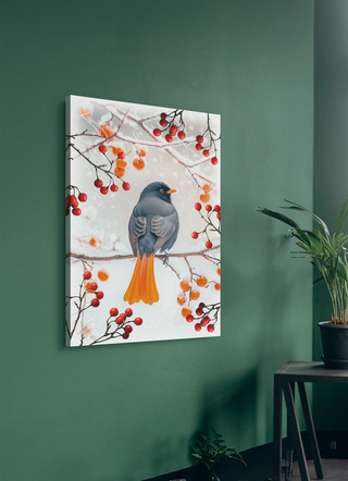 Foto Vogel van het Jaar 2025 Zwarte Roodstaart op canvas