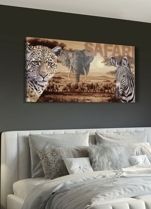 Dieren - Hoogwaardig canvas schilderij op spieraam, in Farbe BRUIN-ZWART-BEIGE Ansicht 1